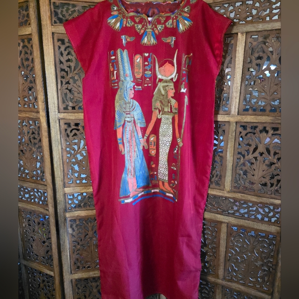 **Halloween** Egyptian Red Ethnic Print Dress
